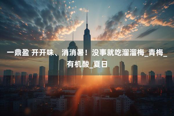 一鼎盈 开开味、消消暑！没事就吃溜溜梅_青梅_有机酸_夏日