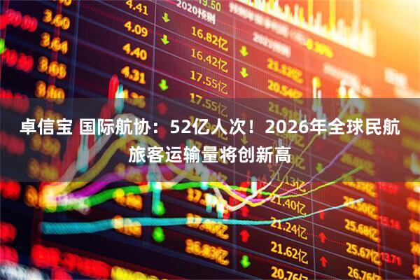 卓信宝 国际航协:52亿人次!2026年全球民航旅客运输量将创新高